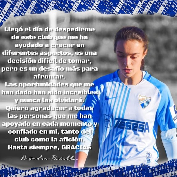 Oficial: Natalia Padilla abandona el Málaga CF Femenino