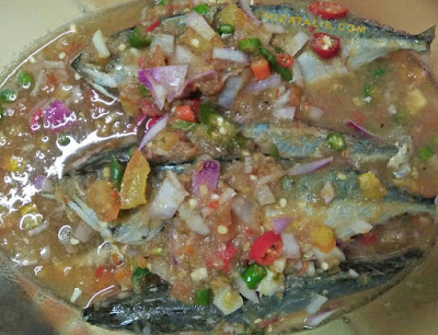 Ikan Rebus Cicah Asam, resepi diet, ikan kembung cicah asam, resepi tanpa minyak. Ikan Kembung Rebus Cicah Air Asam