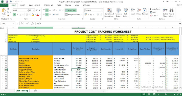 Project Cost Tracking Excel Template
