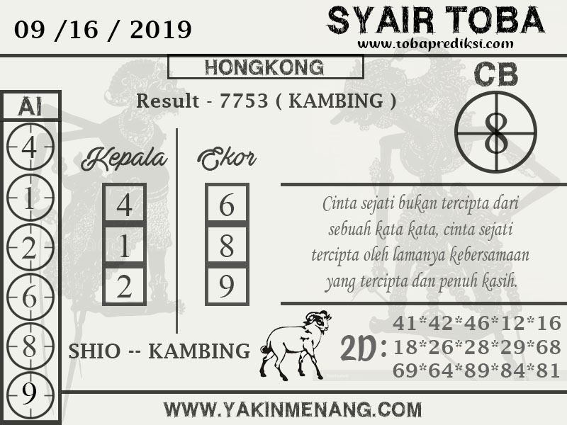 PREDIKSI TOGEL HONGKONG 16 SEPTEMBER 2019 Prediksi Jitu Togel