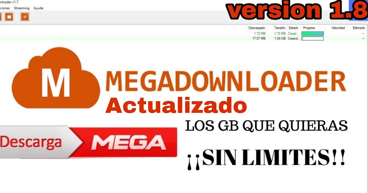 MegaDownloader Versión actual v1.8 para poder descargar en MEGA sin
