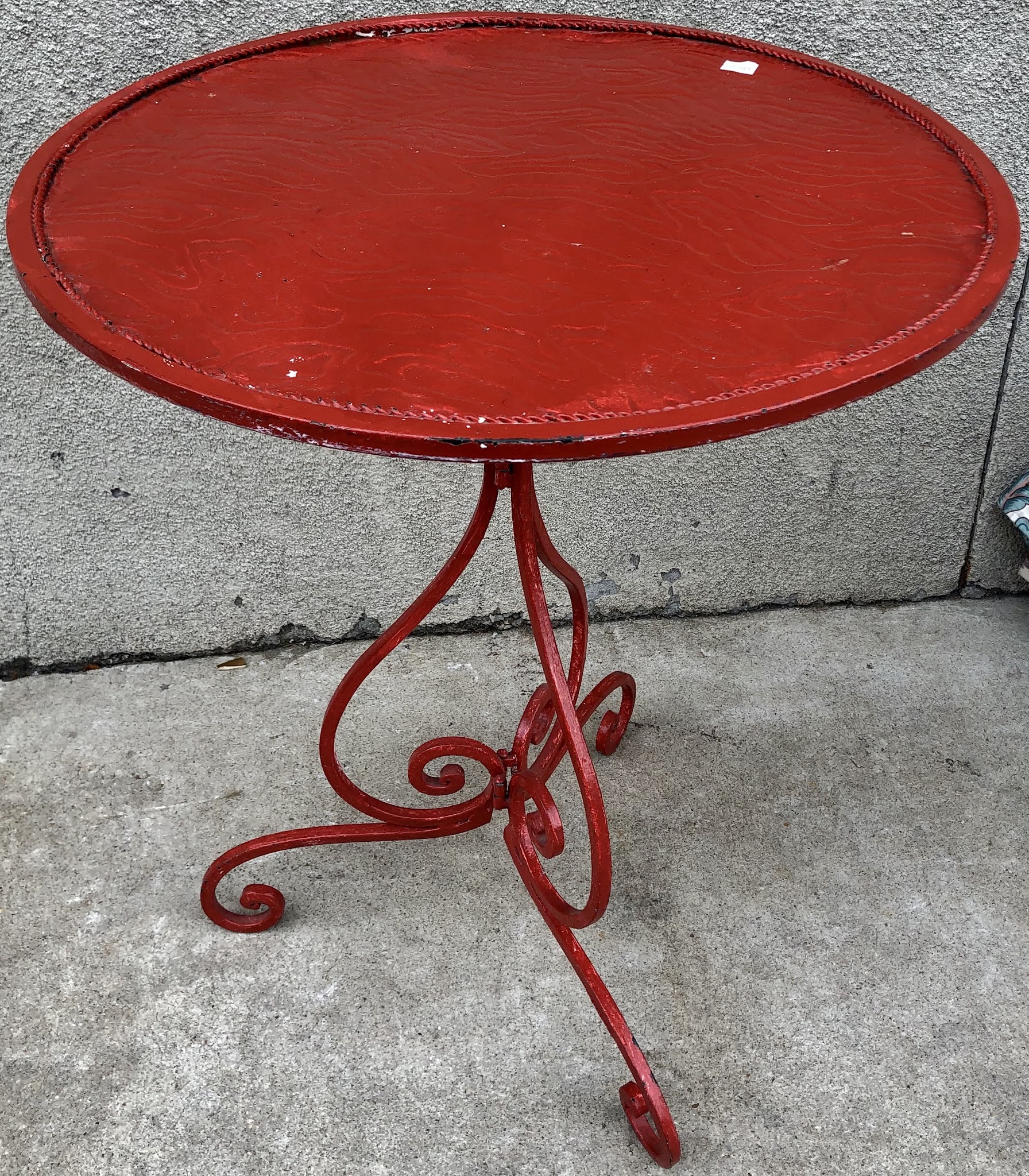 Uhuru Furniture & Collectibles Red Painted Metal Accent Table 55 SOLD