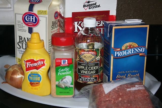 these are the ingredients used to make loose meat sandwiches. Great super easy crockpot slow cooker recipe.