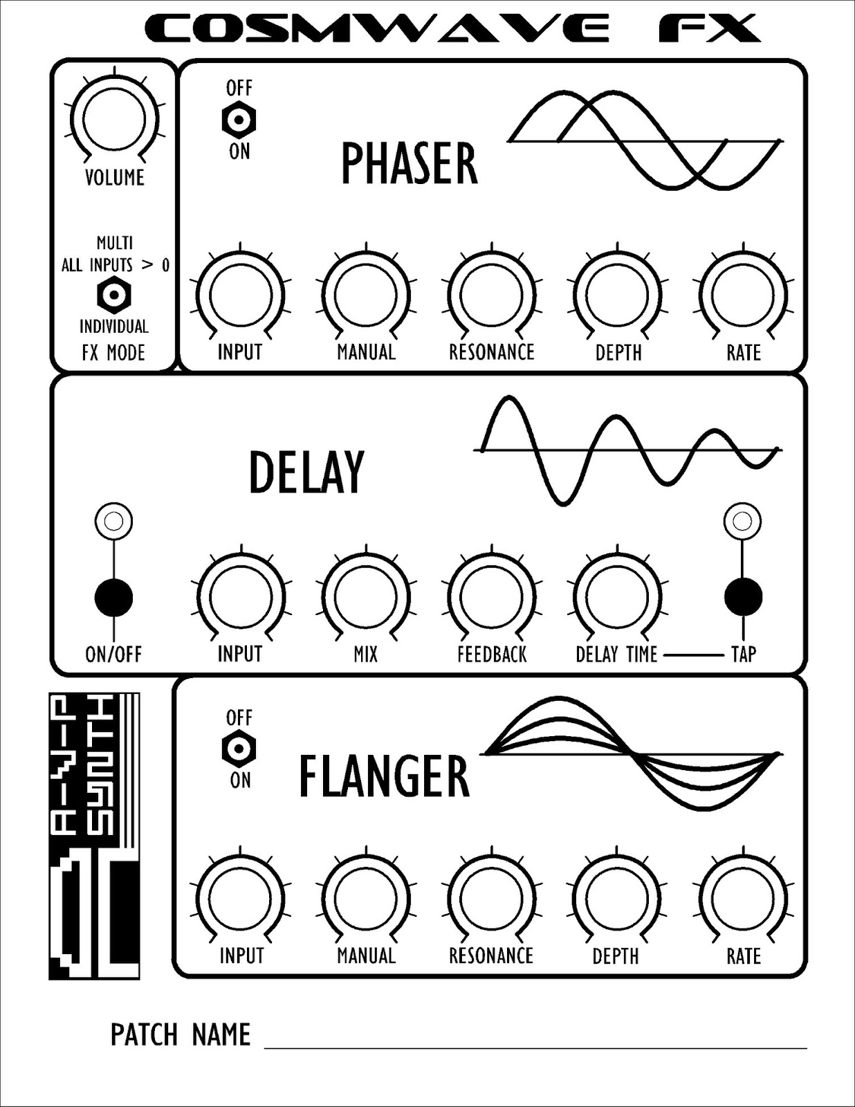 MATRIXSYNTH Patchsheet for the AVP Synth Cosmwave fx