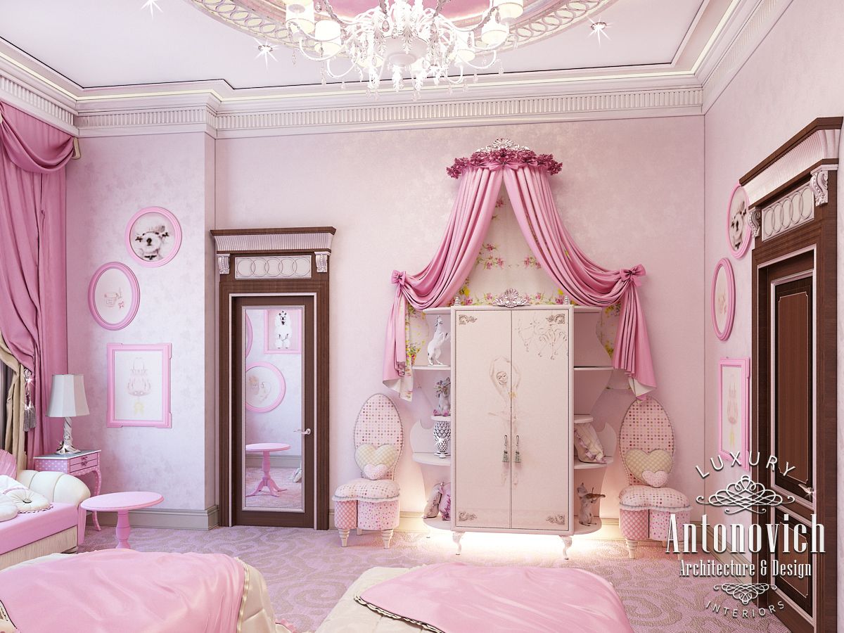 LUXURY ANTONOVICH DESIGN UAE: Pink girly bedroom Dubai