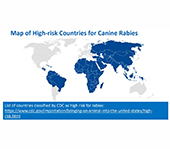 Map of high risk rabies countries named by U.S. CDC