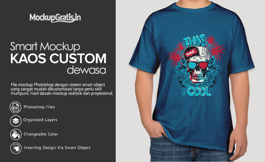 Download Mockup Kaos dengan Model Pria Gratis PSD File