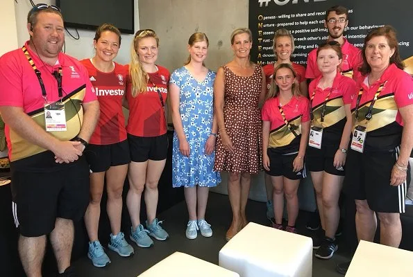 Countess Sophie of Wessex wore PRADA dot polka dress. Lady Louise Windsor at 2018 Hockey Women’s World Cup final