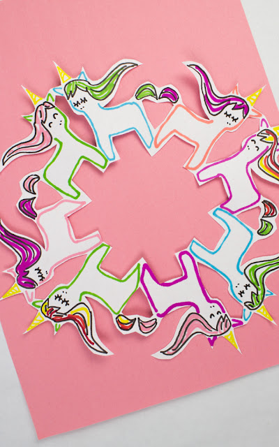 How to Cut Unicorn Snowflakes with kids- fun winter craft