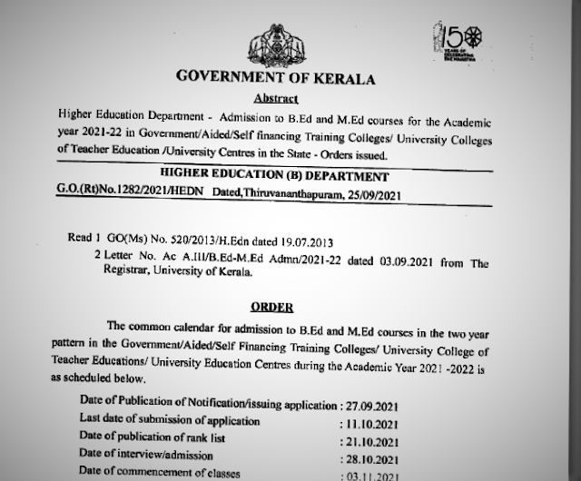 Important Dates B.Ed. Admission 202122