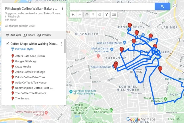 Bakery Square Pittsburgh Coffee Map