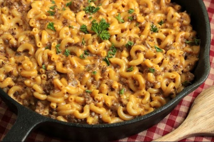 Homemade Hamburger Helper Cheeseburger Pasta Skillet #dinner #pasta