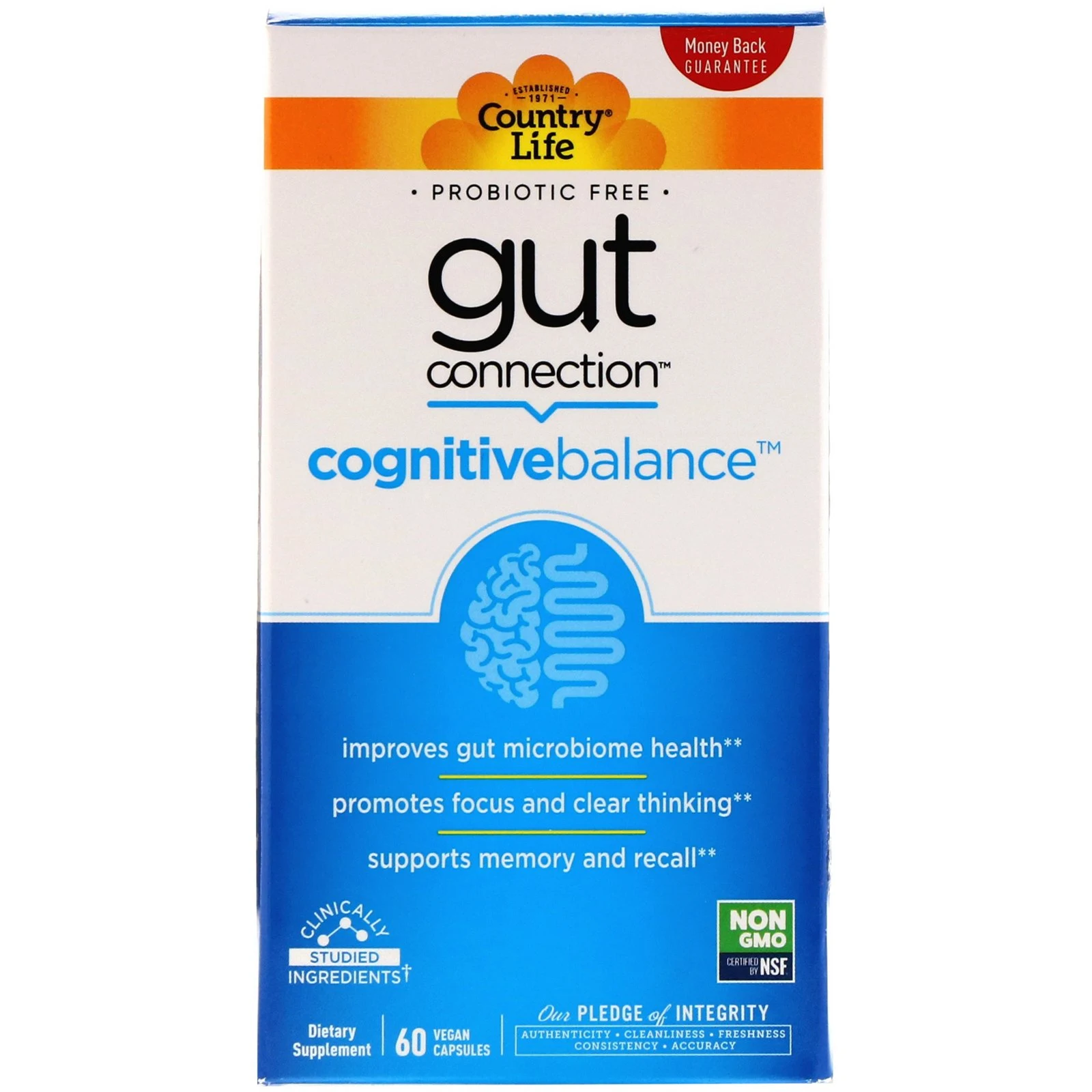 Country Life, Gut Connection, Cognitive Balance, 60 Vegan Capsules