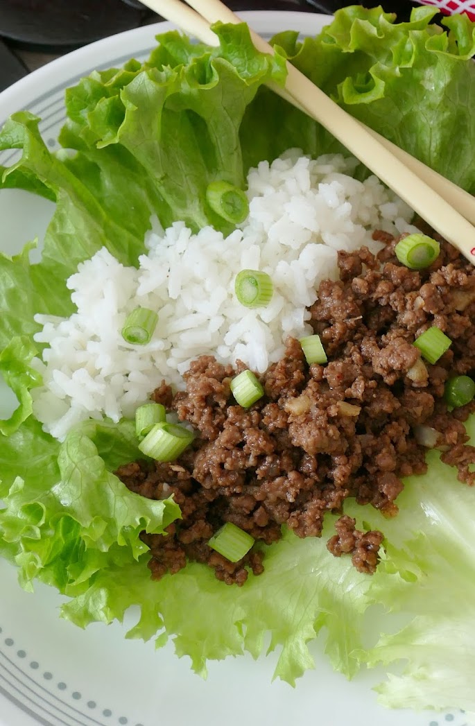 Korean Ground Beef and Rice Lettuce Wraps Recipe