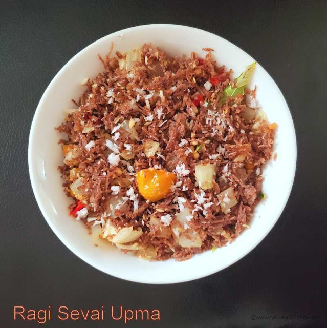 images of Ragi Sevai Upma / Ragi Semiya Upma / Finger Millet Vermicelli Upma -  Millet Recipes