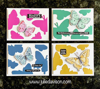 Stampin' Up! Tiled In Color Butterfly Bijou Cards + VIDEO ~ www.juliedavison.com #stampinup