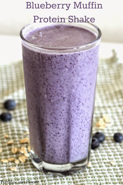 Blueberry Muffin Protein Shake | Tortillas and Honey