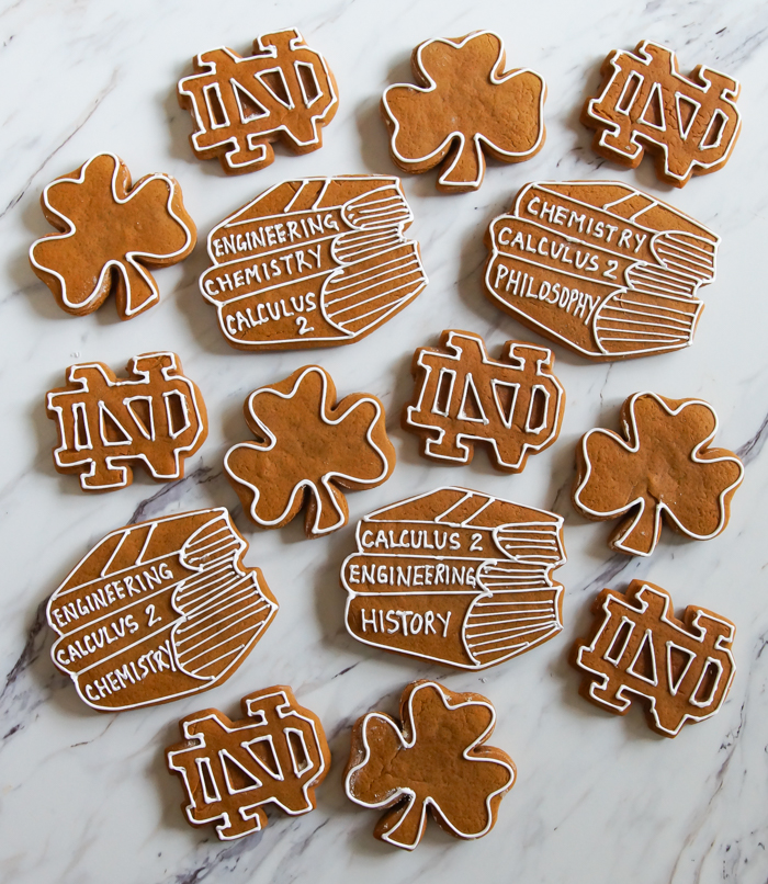 Cookies for College Finals: our favorite gingerbread cookies + Notre Dame | bakeat350.net