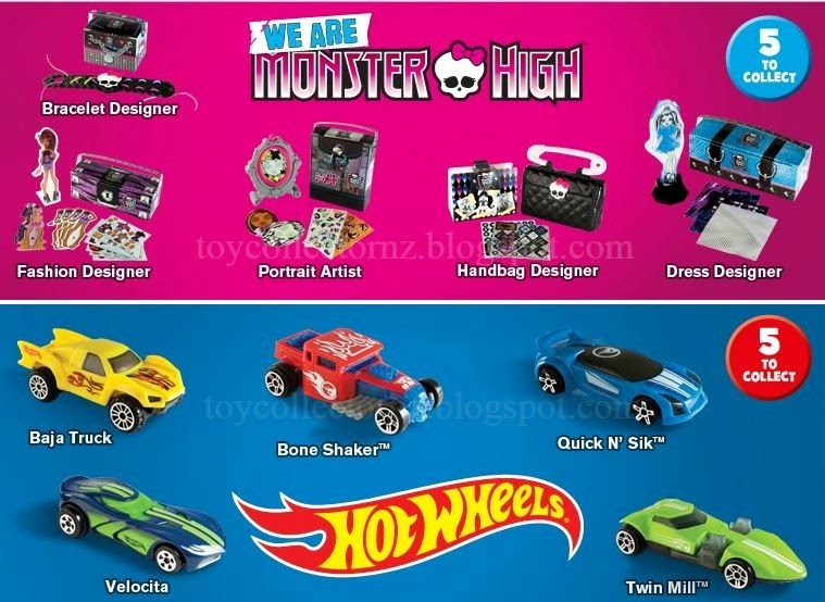 Toy Collector New Zealand McDonalds Monster High and Team Hot Wheels Happy Meal Toys 2015