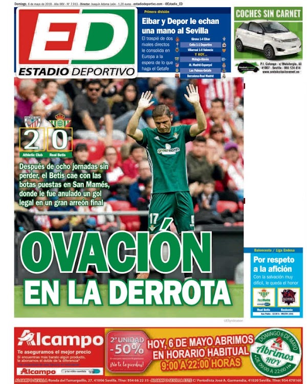 Betis, Estadio Deportivo: "Ovación en la derrota"