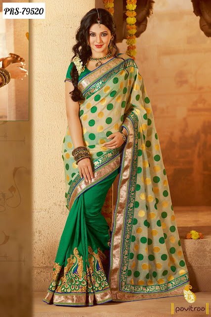 Buy Green Color Georgette Actress Jennifer Winget Saree in Saraswatichandra Online Shopping with Discount Prices