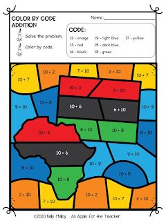 Kwanzaa color by number addition Africa color