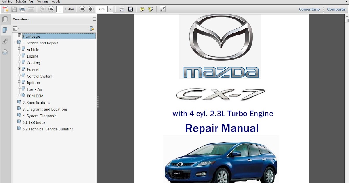 Manuales de Taller de MAZDA: MAZDA CX-7 con motor Turbo gasolina 4 cil