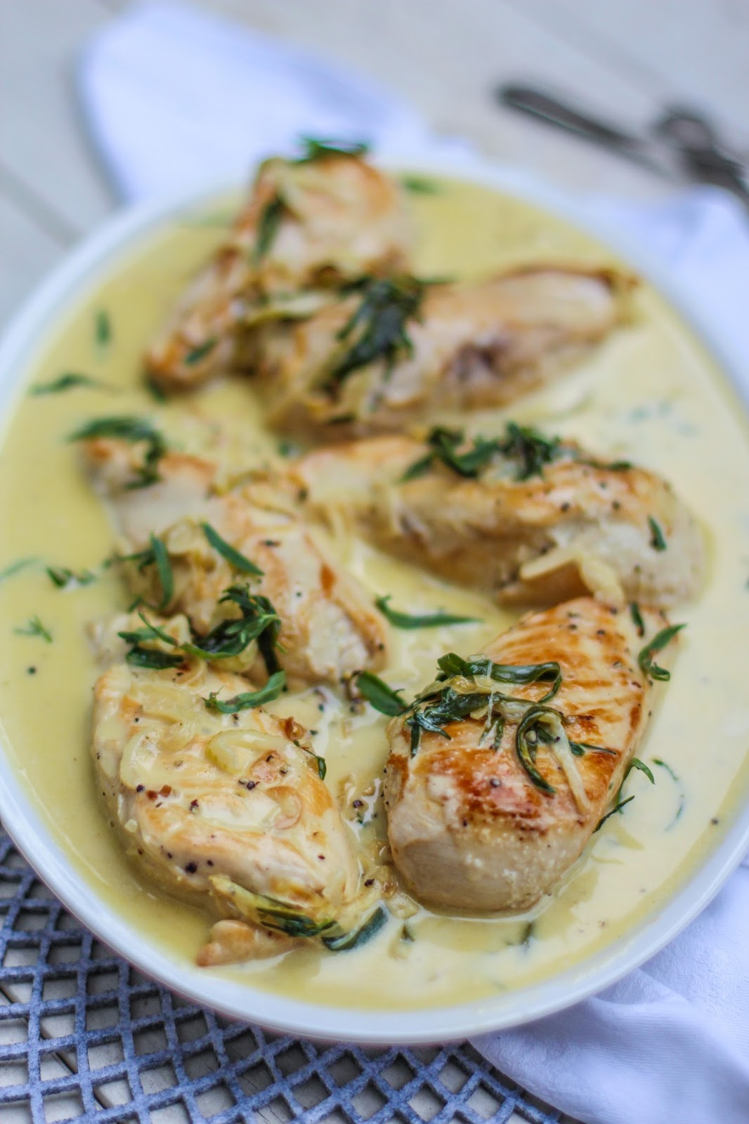 UndomestiKATEd Chicken in a Tarragon Cream Sauce