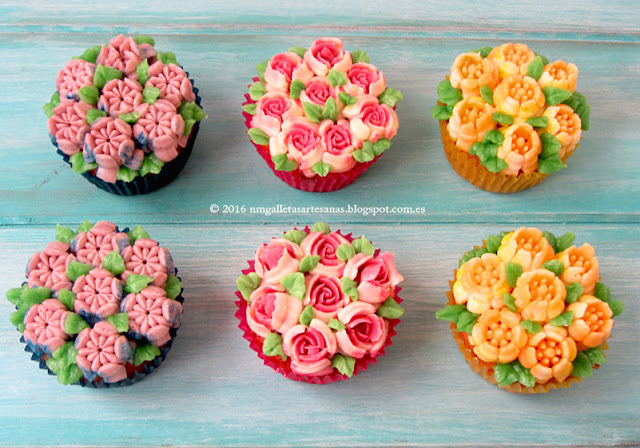 . Galletas Artesanas: Cupcakes decorados con boquillas rusas