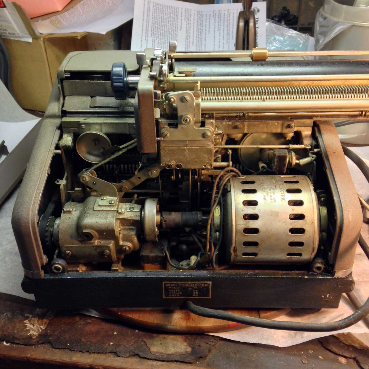 The Typewriter Revolution blog Underwood Electric disassembly