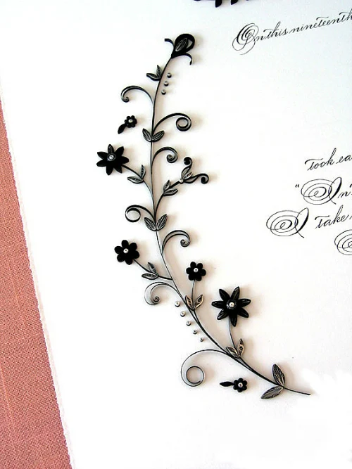 Marriage Certificate with Silver and Black Quilling