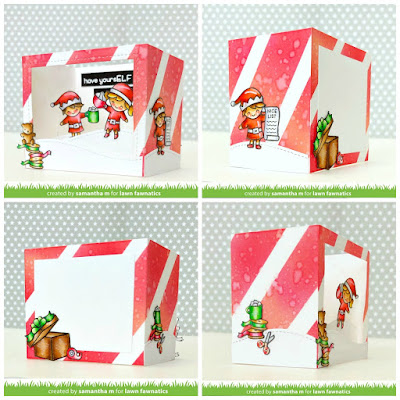 Have YoursELF a Merry Little Christmas Card by Samantha Mann for Lawn Fawnatics, Christmas, Cards, Interactive, Die Cuts, Distress Inks, Ink Blending, Lawn Fawn #lawnafawn #diecuts #interactivecard #cards #distressinks #christmas