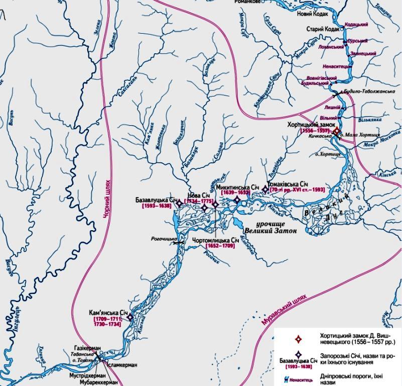 Днепровские пороги карта