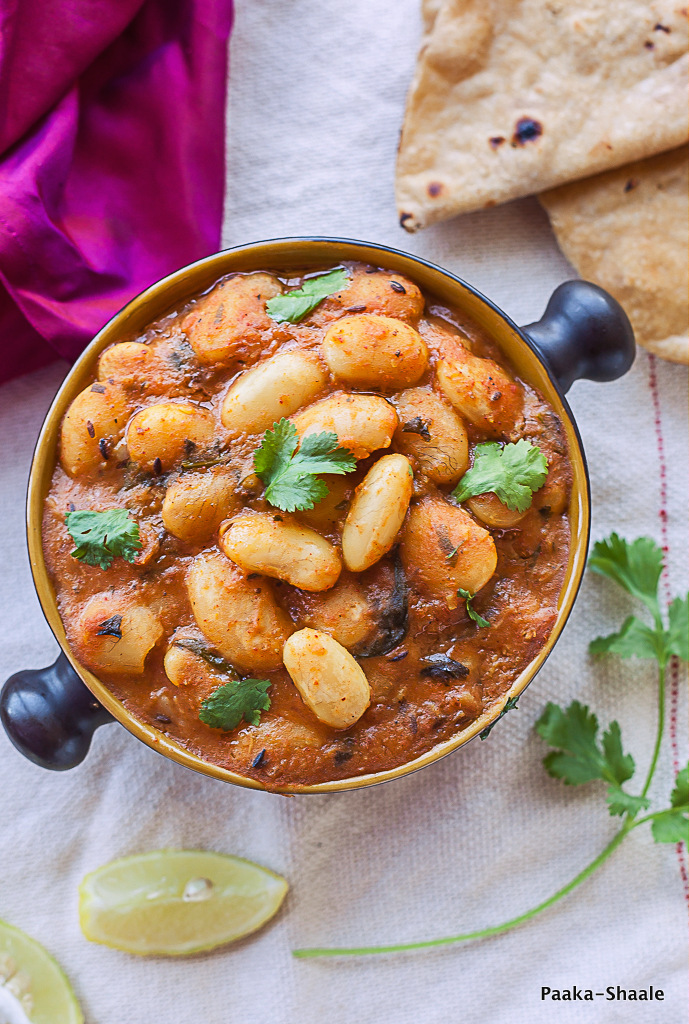 PaakaShaale Lima beans in Tomato Gravy A no onion, no garlic recipe