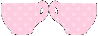 Rosa con Lunares Rosa: Invitaciones para Imprimir Gratis. Tarjeta con forma de taza de Rosa con Lunares Rosa.