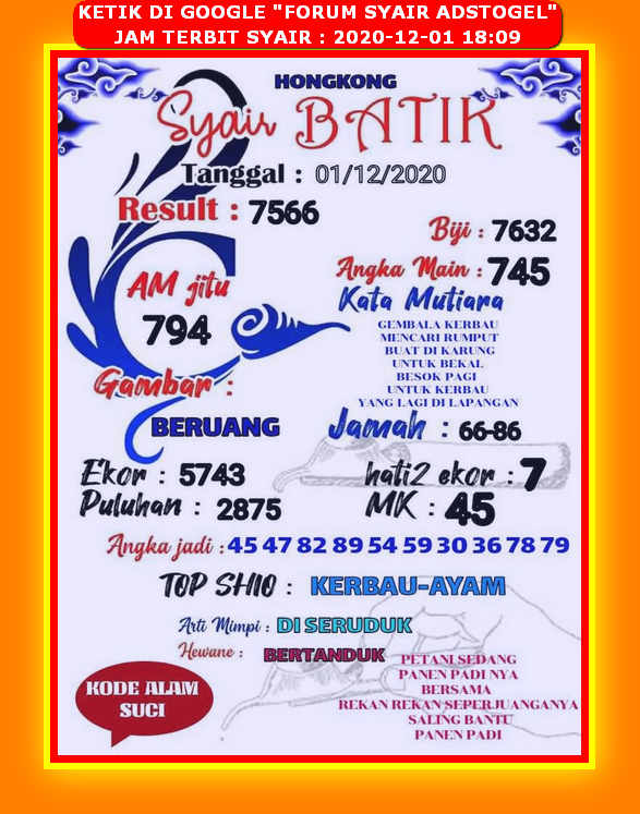 Syair Hk Selasa 1 Desember 2020 Royal Syair