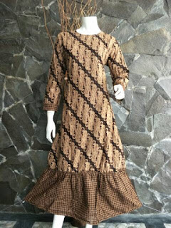 Gamis Batik Sogan Solo Motif Parang