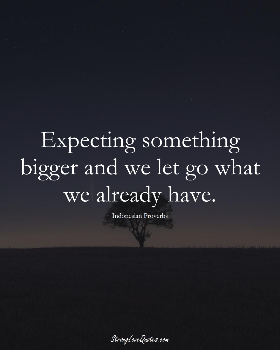 Expecting something bigger and we let go what we already have. (Indonesian Sayings);  #AsianSayings
