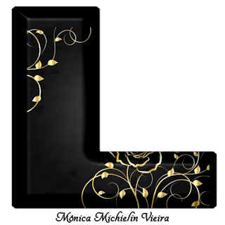 Abecedario Negro con Rosas en Dorado. Golden Roses in Black Alphabet.