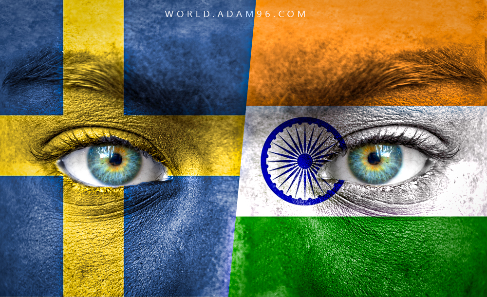 Sweden and India The Most Beautiful Wallpaper - Flag on The Face