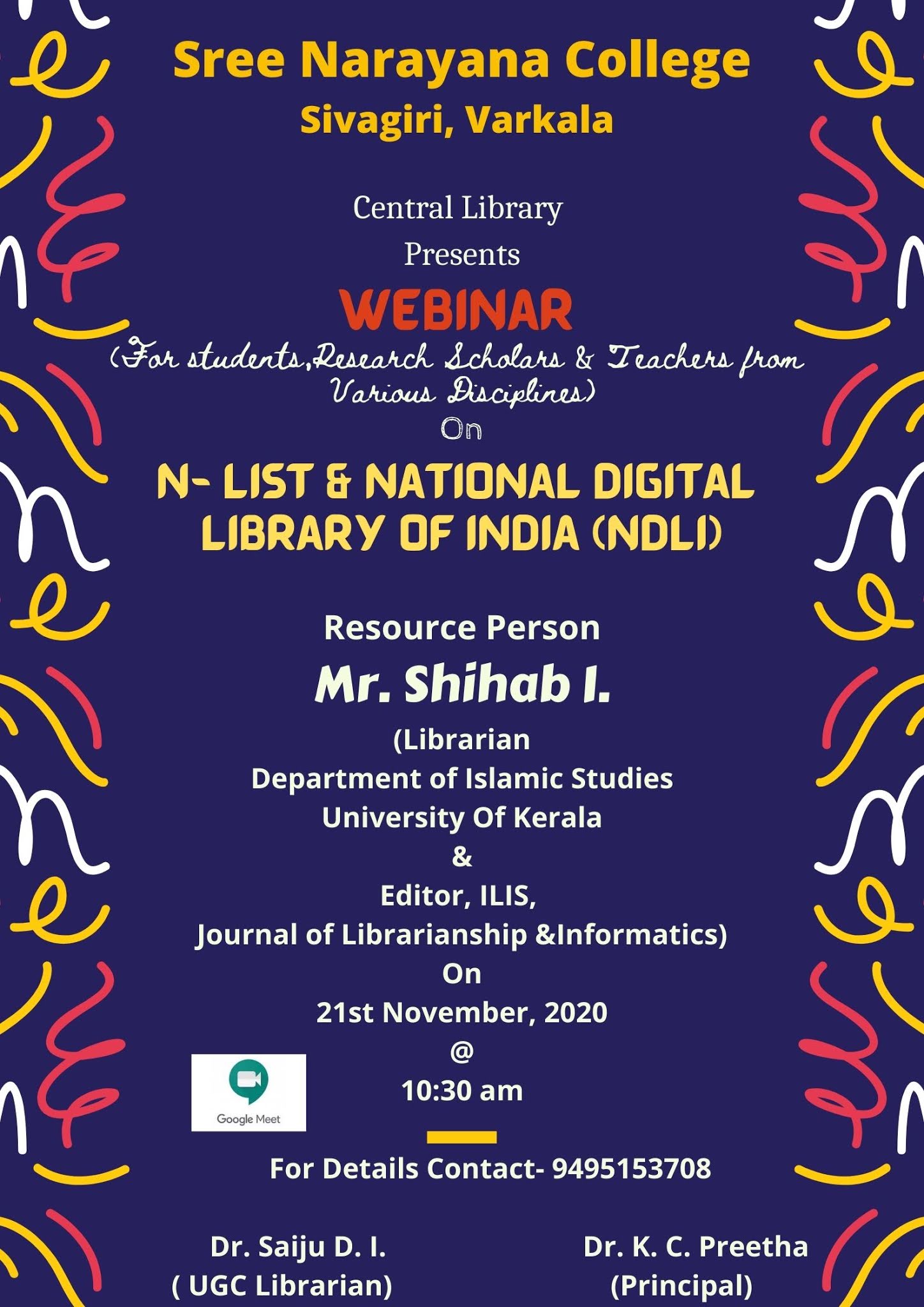 inar on NLIST and National Digital Library of India on 21/11/2020