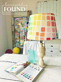 art, art class, color, color palettes, decorating, diy decorating, DIY, Instagram, just for fun, lampshades, lighting, makeover, spring, creative spaces, paint palettes, painted home decor, lampshades, office decor, ROYGBIV