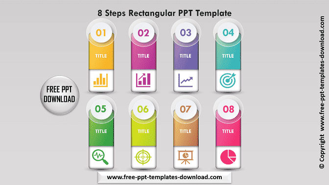 8 Steps Rectangular PPT Template Download