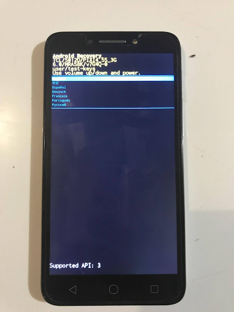 elegir el idioma del menú recovery Alcatel Pixi