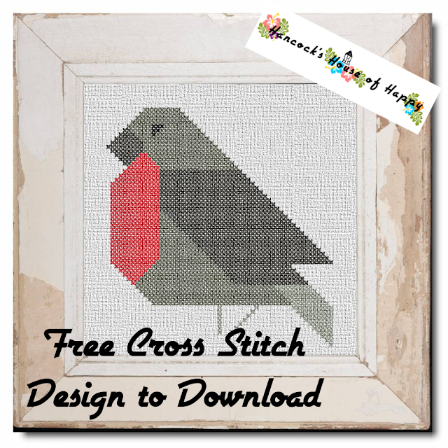 Free Beginner Cross Stitch Design to Download: Geometric Pink Parakeet