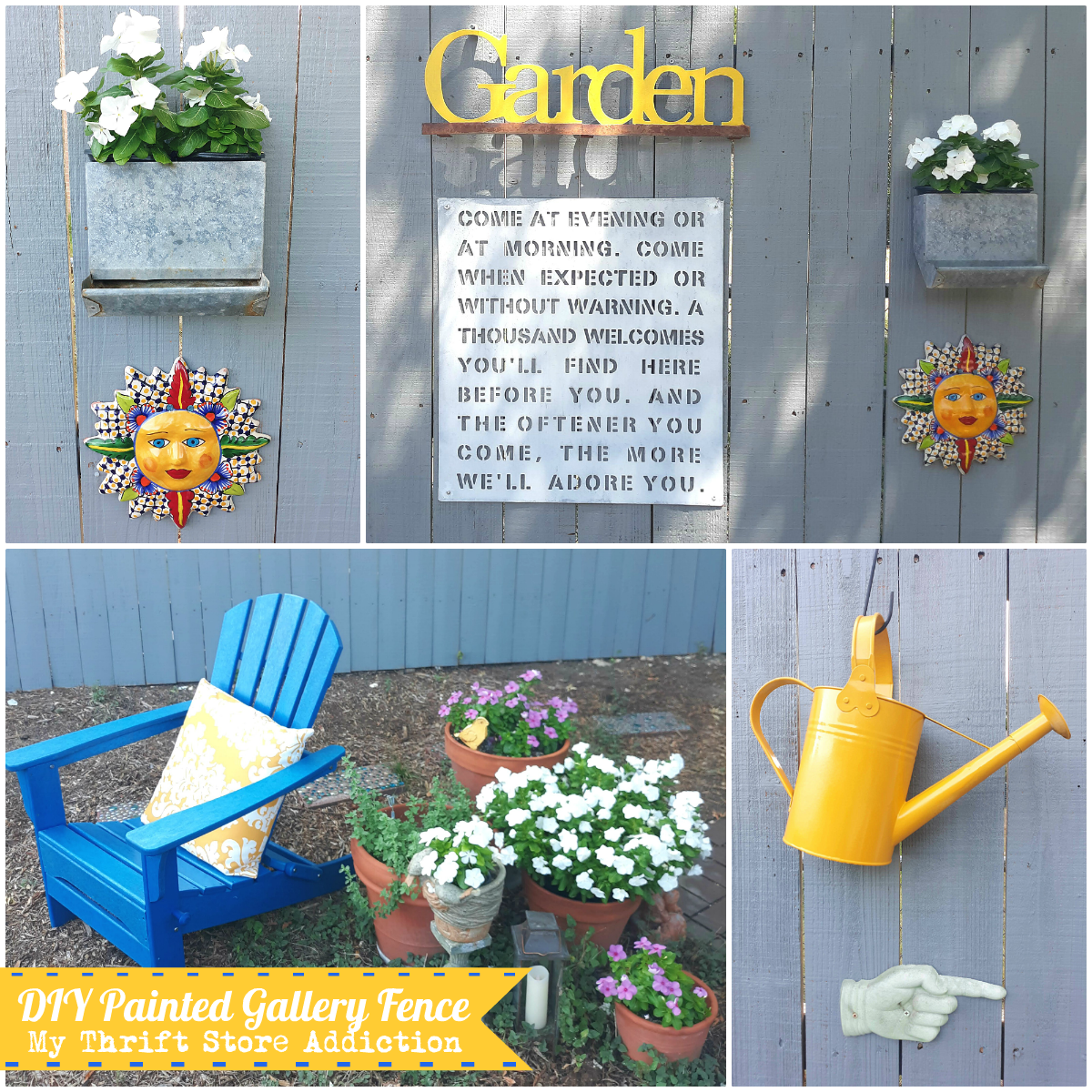 DIY painted fence and outdoor gallery wall