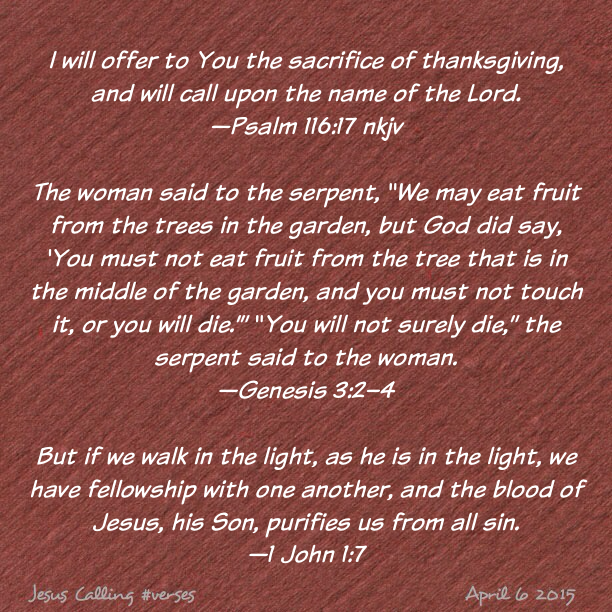 Bakers' Blessings Jesus Calling prayer April 6