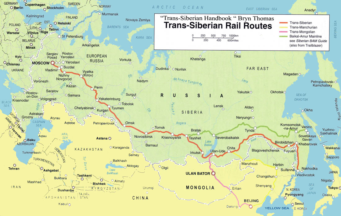 Trans siberian 2024 railway route