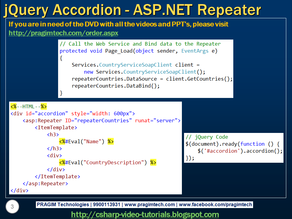 Sql server, and c video tutorial jQuery accordion using