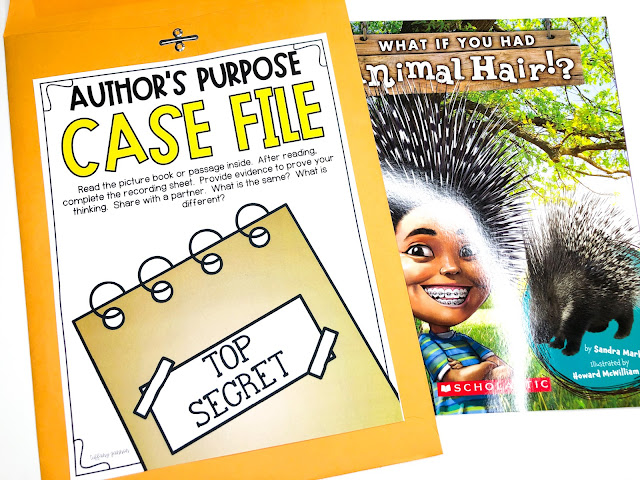 Author's purpose anchor chart, author's purpose activities, printables, and more!  Tips and tricks for teaching students to determine the author's main purpose for writing a text, including what an author want to answer, explain, or describe.